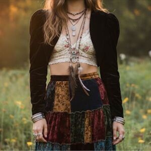 Concepts Vintage Puff Sleeve Rayon Velvet Bolero Shrug Black Jacket M Fits 6